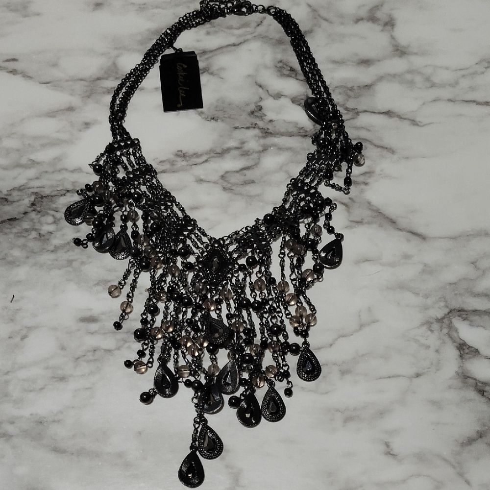 Cookie Lee Black Statement Necklace